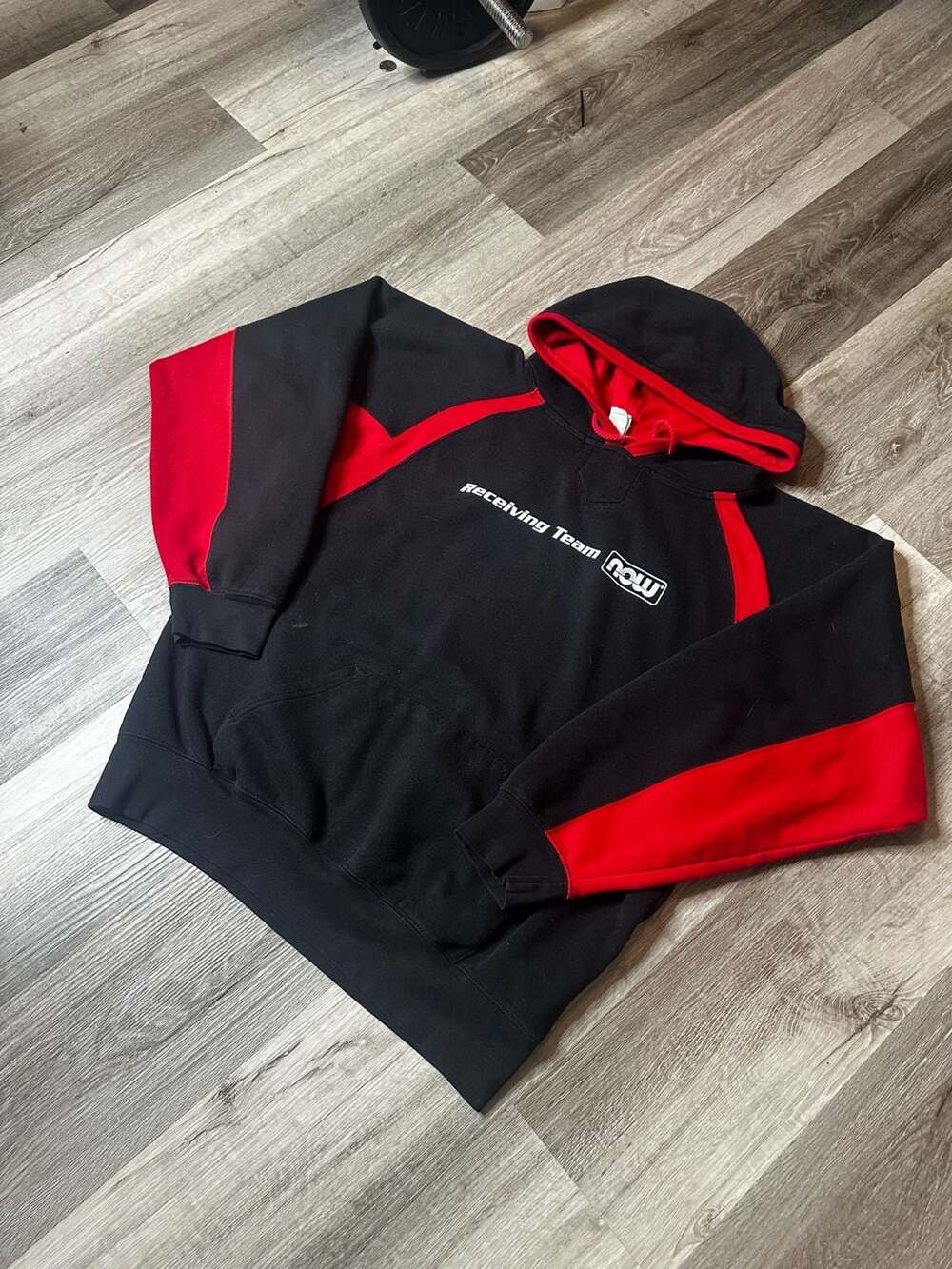 Badger Sport Receiving Team NOW Black and Red Two-Tone Hoodie XL